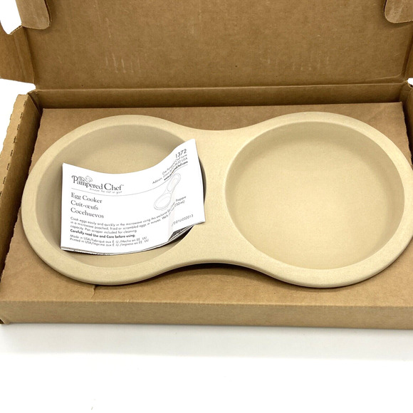 Pampered Chef Kitchen Pampered Chef Microwave Egg Cooker Stoneware Double New Instructions